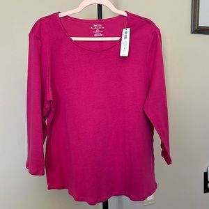 NWT Chico’s size 3 pink 3/4 length sleeve The Ultimate Tee